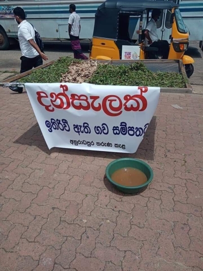 ஜனாதிபதி ஆதரவு ஆர்ப்பாட்டக்காரர்களுக்கு புண்ணாக்கு தவிடு உணவு